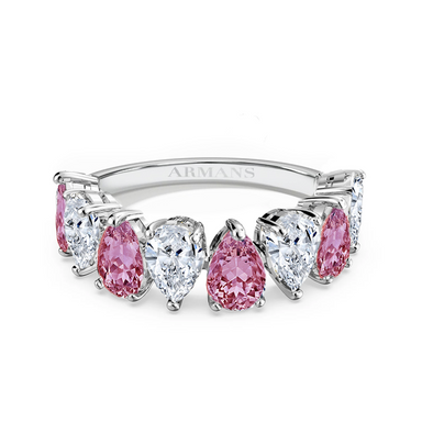Large Pear Half Band Gender Reveal Ring - Armans Fine Jewellery