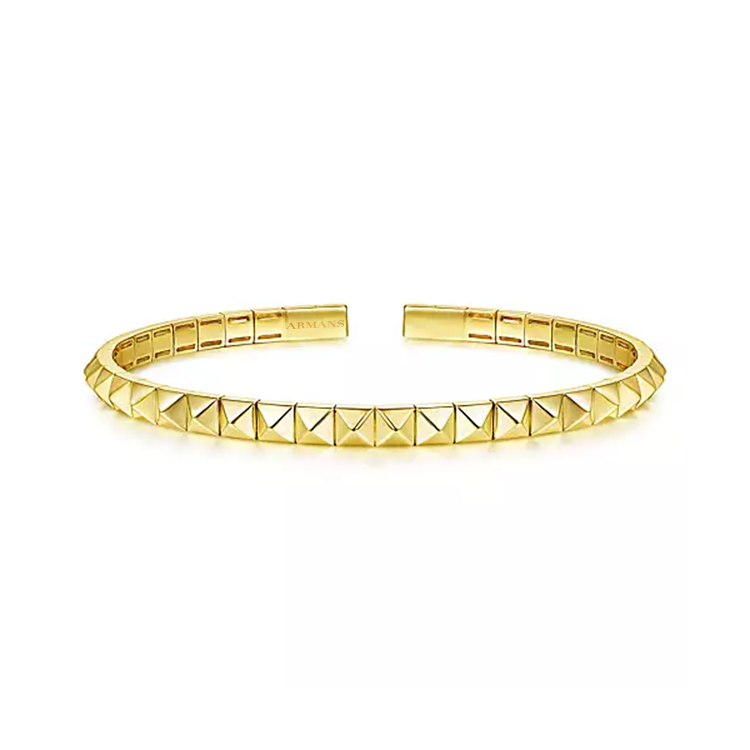 Solid Gold Pyramid Cuff Bracelet - Armans Fine Jewellery