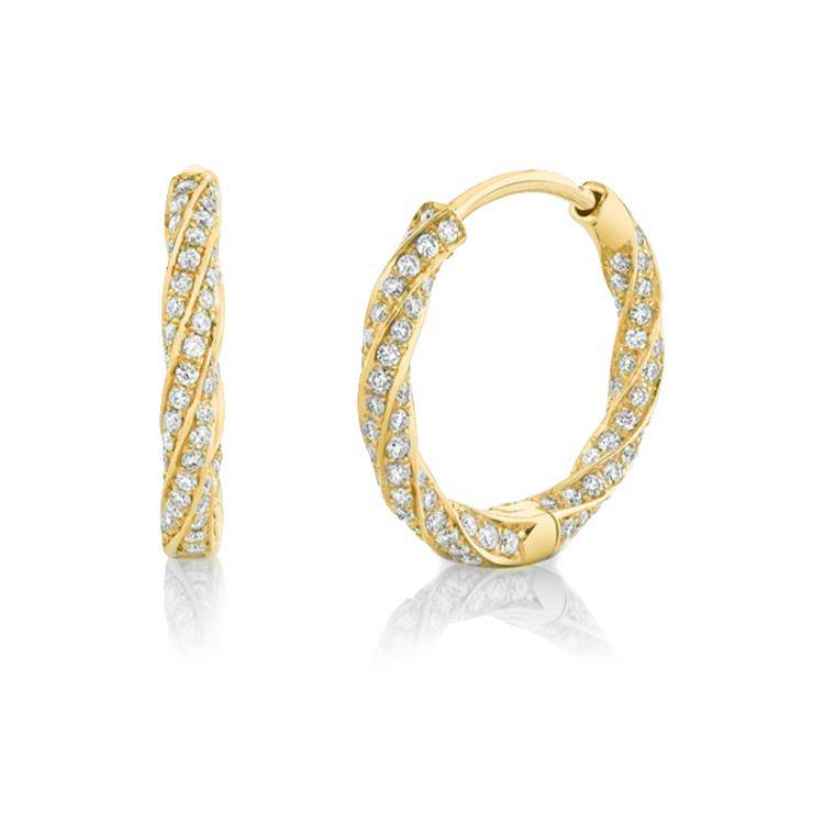 Golden Twist Diamond Huggies - Armans Fine Jewellery