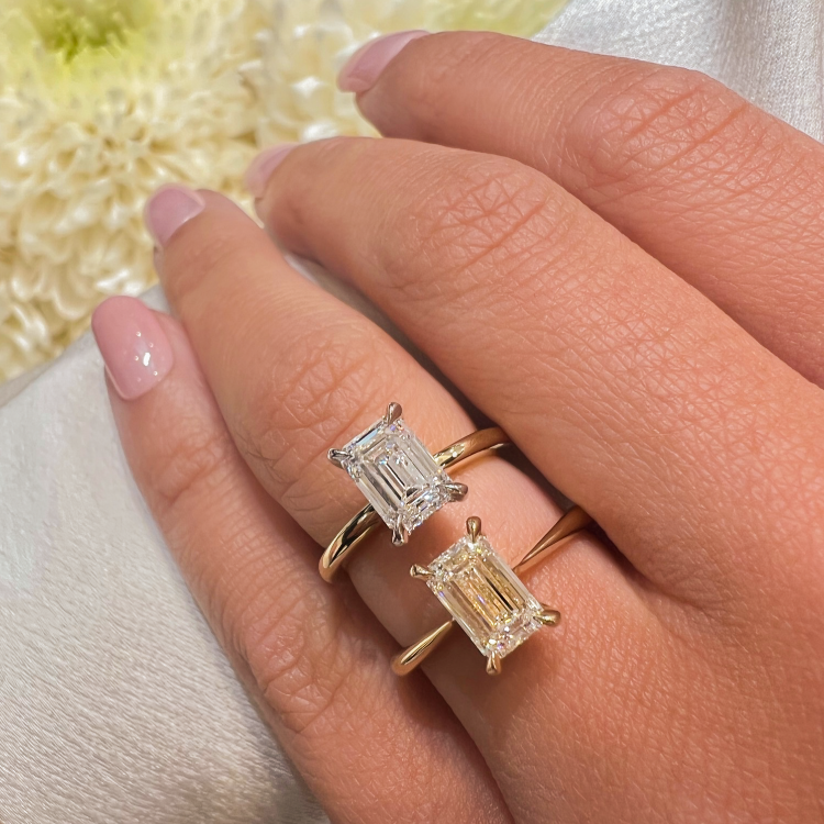 454 carat Emerald Cut Lab Diamond Engagement Ring  Lauren B Jewelry