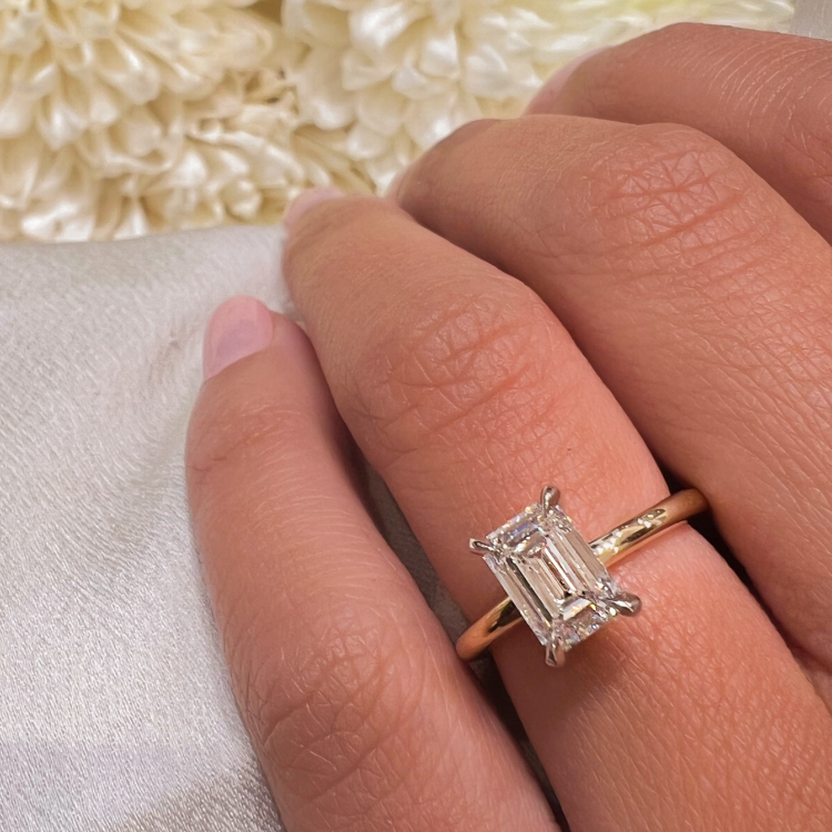 Emerald Cut Green Sapphire and Diamond Ring in 14K Yellow Gold | Audry Rose