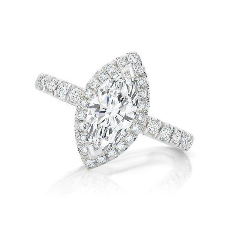 Marquise diamond halo engagement ring Clearance