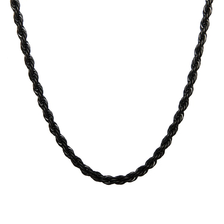 Men's Black Gold Rope Chain, Men's Necklaces