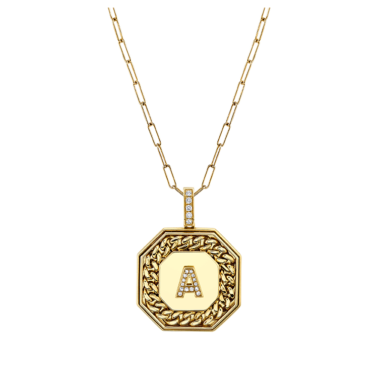 Men's Diamond Initial Nameplate Necklace