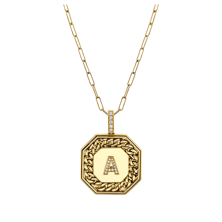 Men s Diamond Initial Nameplate Necklace Armans Fine Jewellery