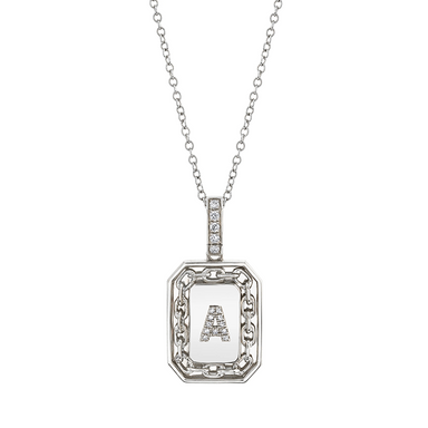 Men's Pavé Diamond Initial Nameplate Necklace - Armans Fine Jewellery