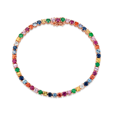 Men's Rainbow Sapphire Tennis Bracelet - Armans Fine Jewellery