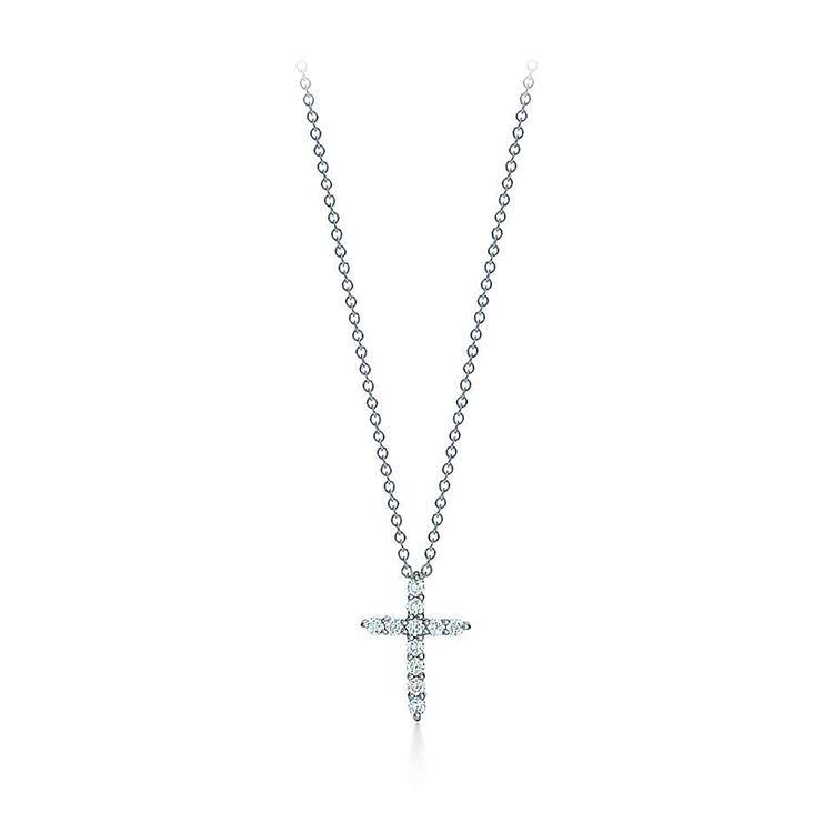 Mini diamond cross deals necklace