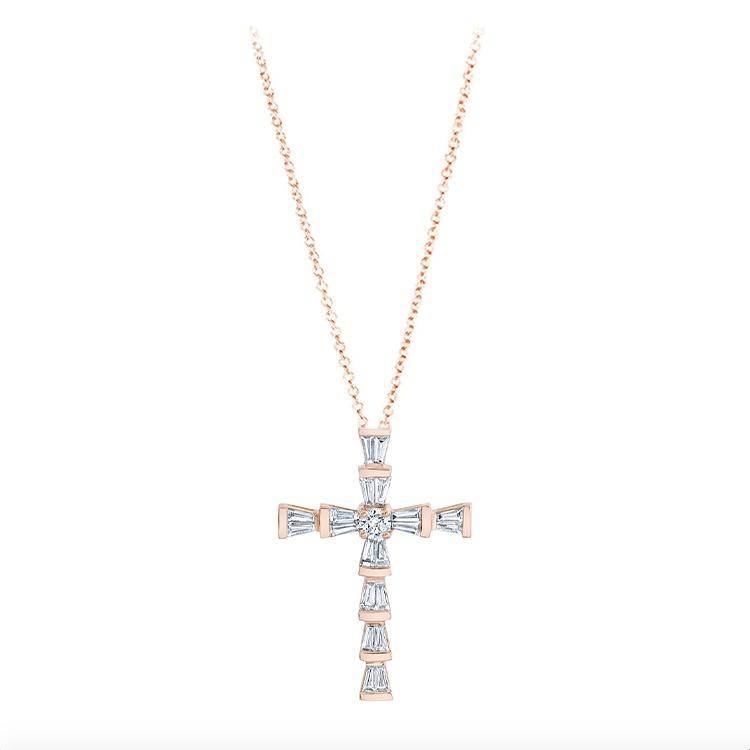 Mini Baguette Diamond Cross Necklace Armans Fine Jewellery