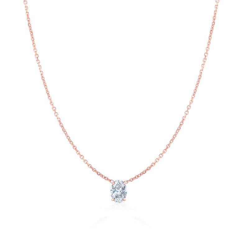 Oval diamond solitaire deals necklace