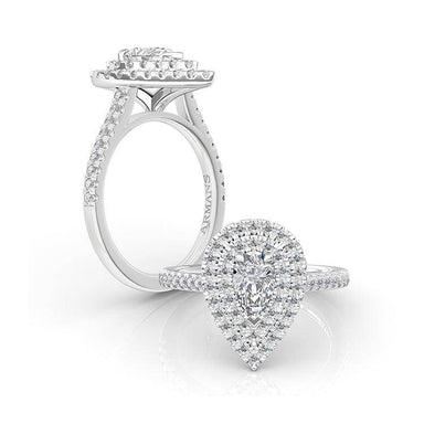 Pear Double Seamless Halo Engagement Ring - Armans Fine Jewellery