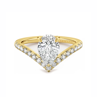 Pear Diamond V Ring with Diamond Band - Armans Fine Jewellery
