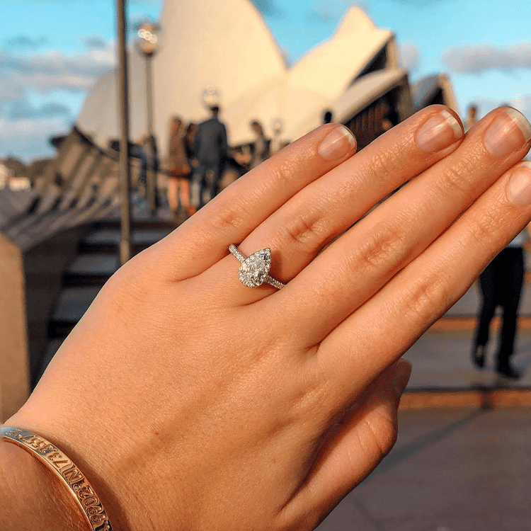 Gold pear engagement online ring