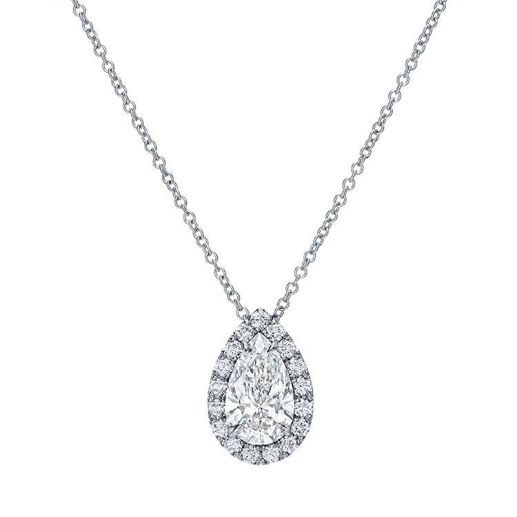 Forevermark 1/3ctw Pear Diamond Halo White Gold Pendant Necklace | REEDS  Jewelers