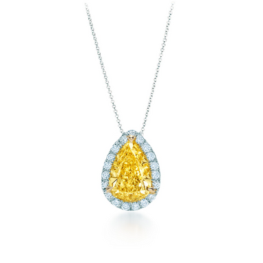 Pear Yellow Diamond Halo Necklace - Armans Fine Jewellery