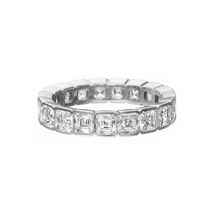 Petite Asscher Bezel Set Wedding Band - Armans Fine Jewellery