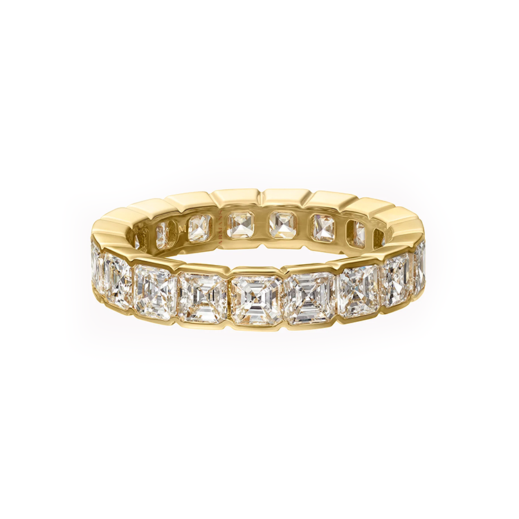 Petite Asscher Bezel Set Wedding Band - Armans Fine Jewellery