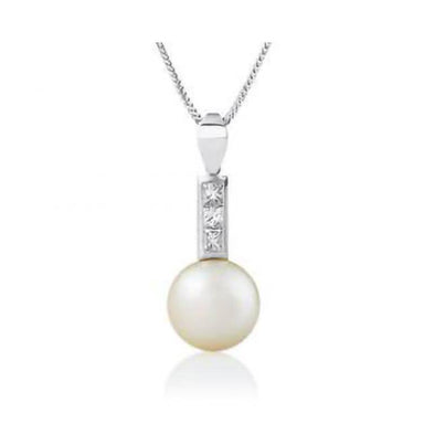 Princess Diamond Pearl Pendant - Armans Fine Jewellery
