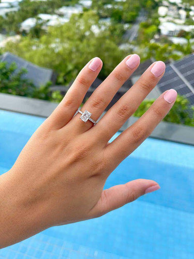 14K Rose Gold 3 Stone Radiant Cut Engagement Ring | Barkev's