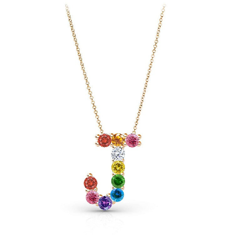 Rainbow deals initial necklace