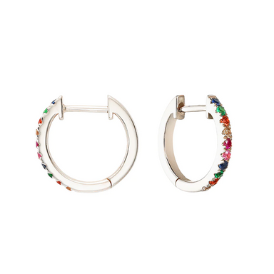 Rainbow Multi-Coloured Gemstone Huggies - Armans Fine Jewellery