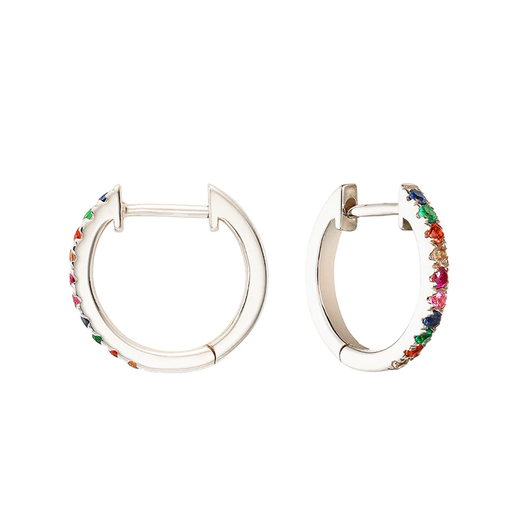 Rainbow Multi-Coloured Gemstone Huggies - Armans Fine Jewellery