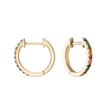Rainbow Multi-Coloured Gemstone Huggies - Armans Fine Jewellery