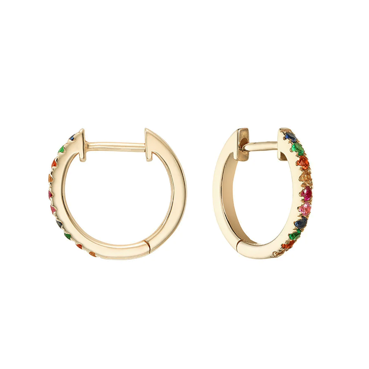 Rainbow Multi-Coloured Gemstone Huggies - Armans Fine Jewellery