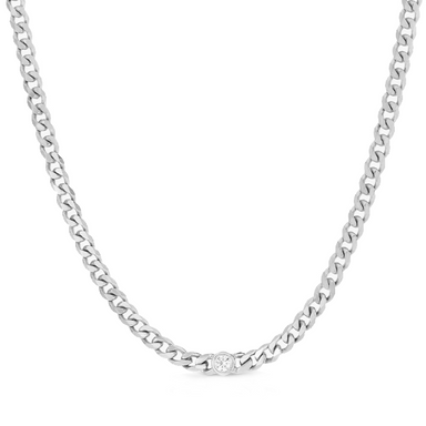 Round Bezel Set Cuban Link Necklace - Armans Fine Jewellery