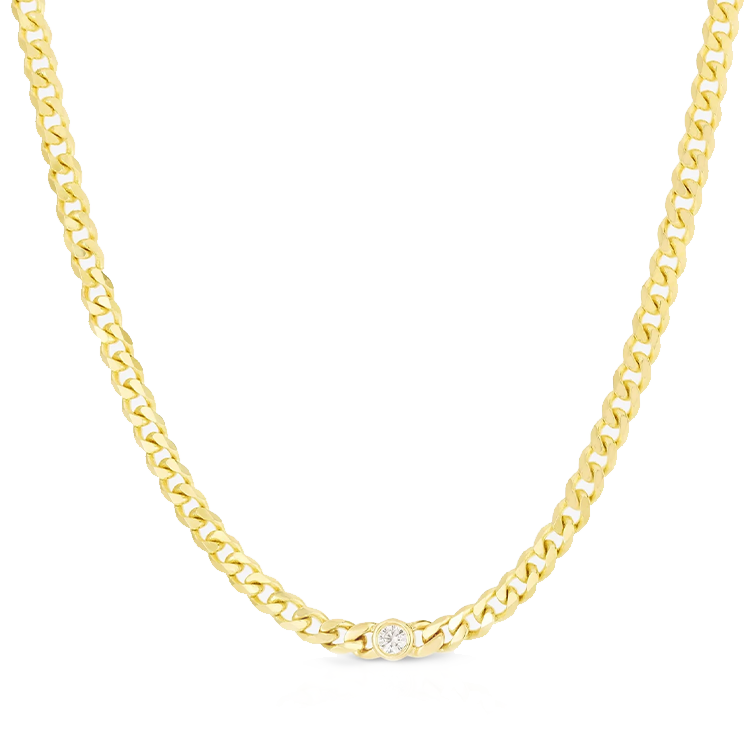 Round Bezel Set Cuban Link Necklace - Armans Fine Jewellery