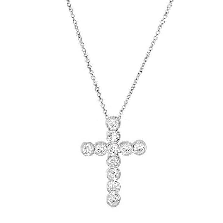 Round Bezel Set Diamond Cross Necklace - Armans Fine Jewellery