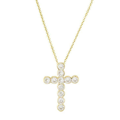 Round Bezel Set Diamond Cross Necklace - Armans Fine Jewellery