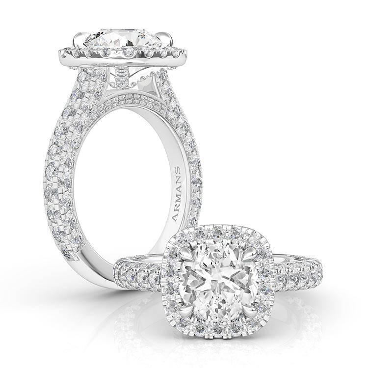 Round Cushion Halo Engagement Ring Armans Fine Jewellery Sydney