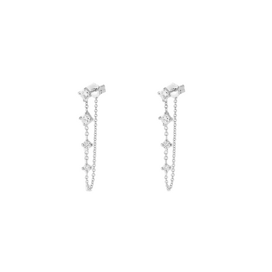 Round Diamond Droplet Chain Earrings - Armans Fine Jewellery