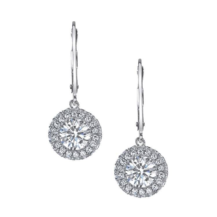 Round Halo Drop Earrings - APPROVAL - Armans Fine Jewellery