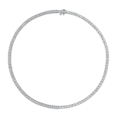 Round and Emerald Diamond Tennis Necklace - Armans Fine Jewellery