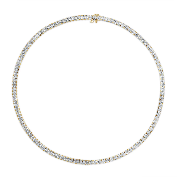Round and Emerald Diamond Tennis Necklace - Armans Fine Jewellery