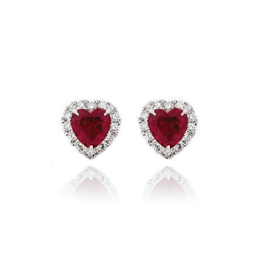 Ruby Diamond Heart Studs - Armans Fine Jewellery