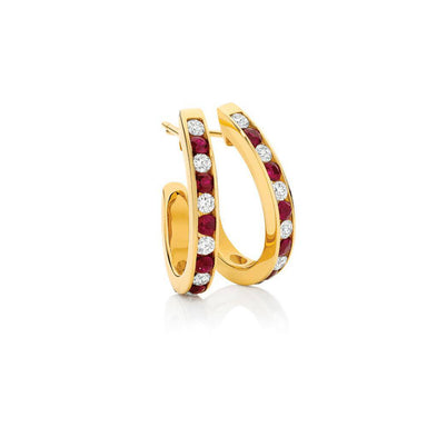 Ruby Diamond Hoops - Armans Fine Jewellery