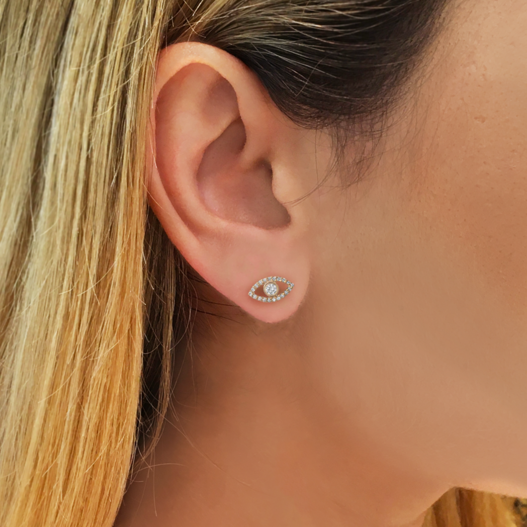 Evil Eye Diamond Studs