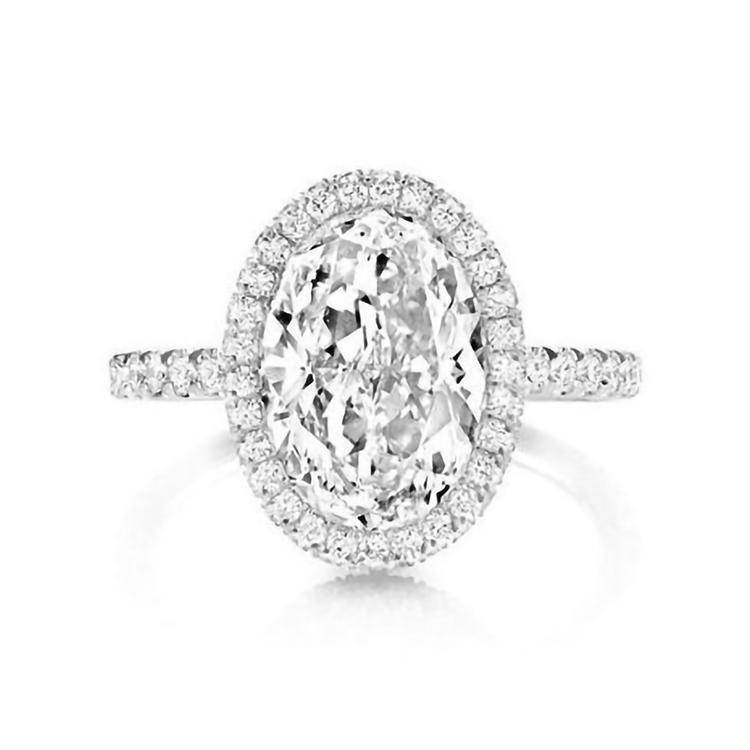 Eliza. Oval Diamond Double Halo Engagement Ring in 14k White Gold