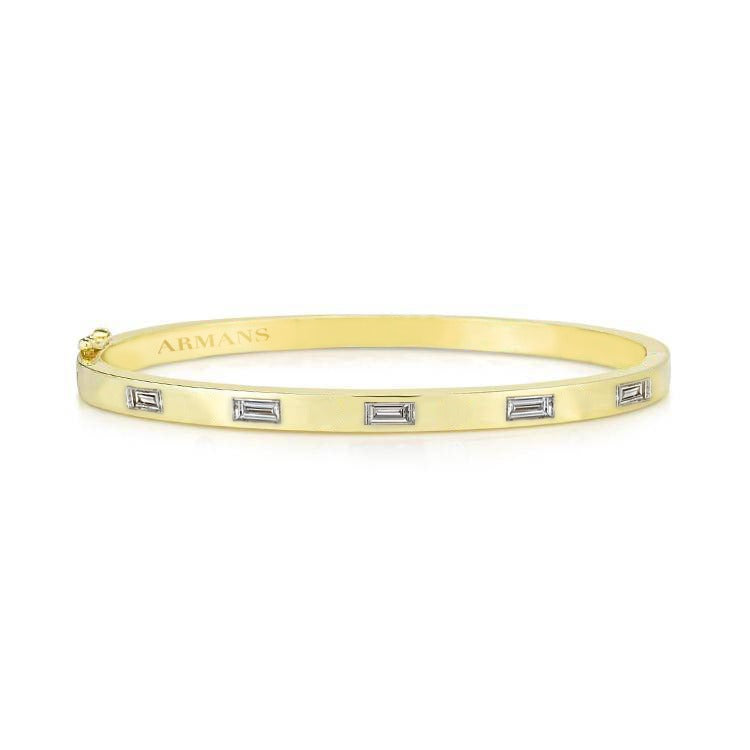 Solid Gold and Baguette Diamond Bangle - Armans Fine Jewellery