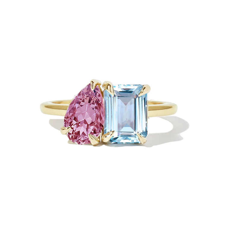 Aquamarine and pink sapphire ring online