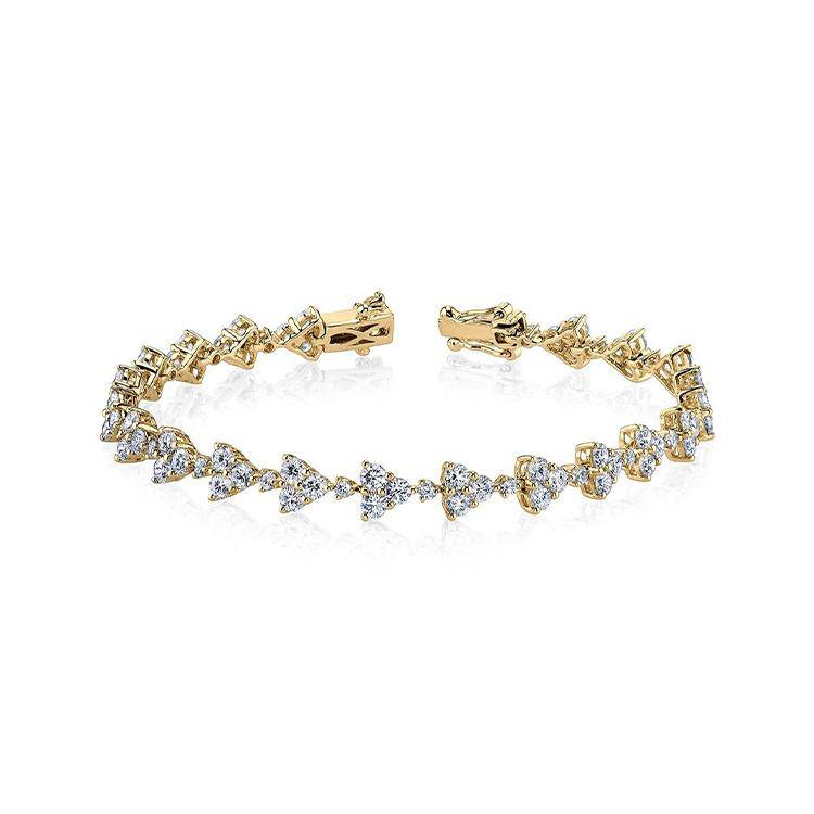 Yellow Gold Cluster Set Diamond Bracelet | Jewelariaa.com