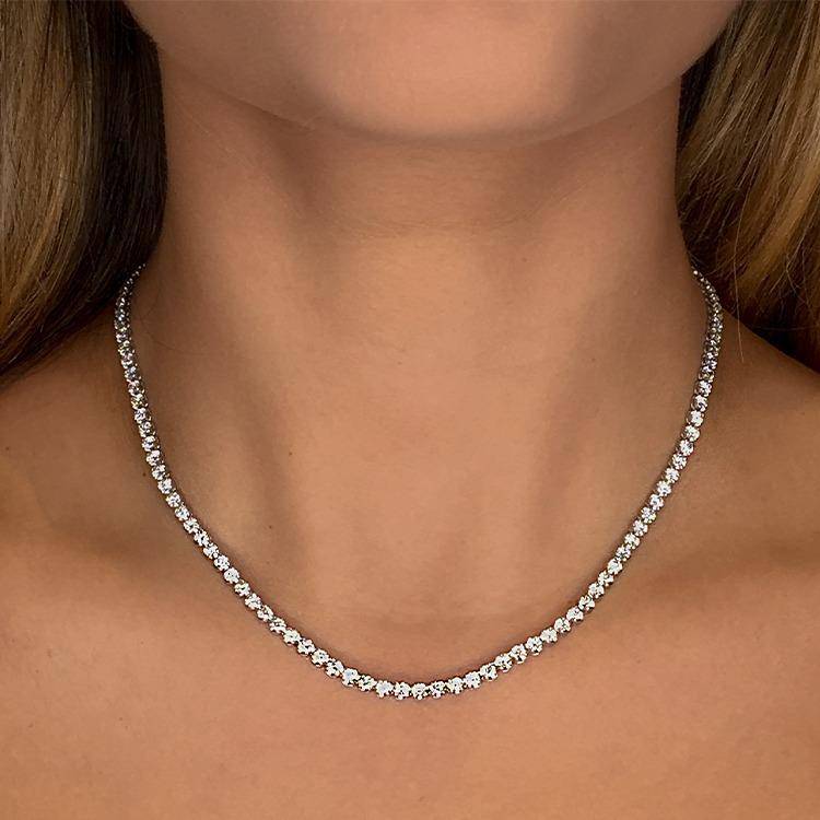 14 1/2ctw Lab Grown Diamond White Gold Tennis Necklace - 002-166-2000016