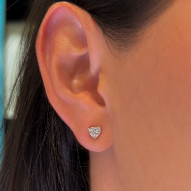 Solitaire Heart Diamond Studs