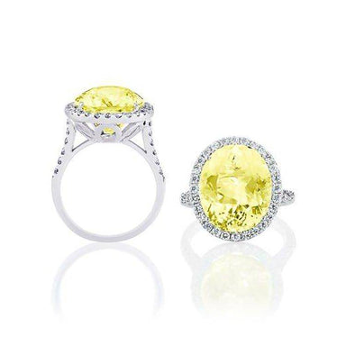 Yellow Beryl Halo Ring - Armans Fine Jewellery