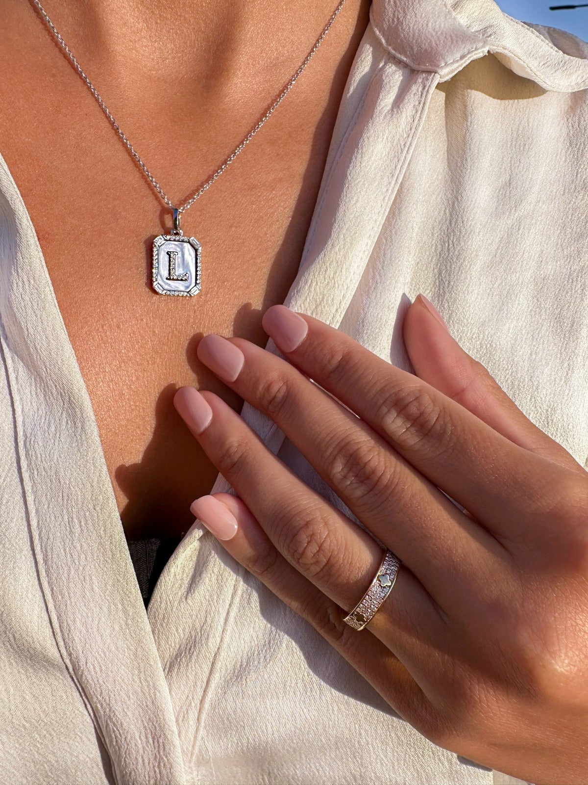 Diamond Initial Nameplate Necklace