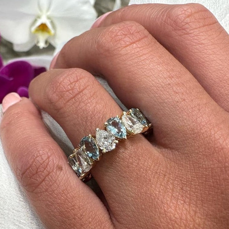 Large Pear Gender Reveal Ring - Armans Fine Jewellery