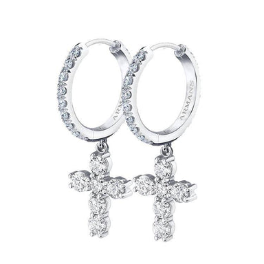 Diamond Cross Drop Earrings - Armans Fine Jewellery